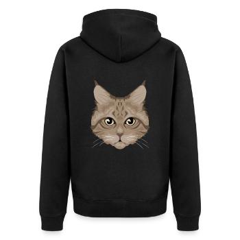 Brown Cat / Katze - Unisex Premium Bio Zip Hoodie - Schwarz - Hinten - Nico (187cm)