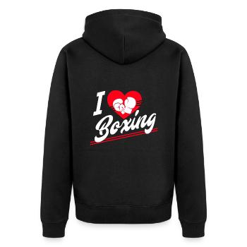 J'adore la boxe - Veste à capuche bio Premium Unisexe - noir - Dos - Nico (187cm)