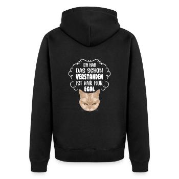 Cat - Ich hab das schon verstanden… (Katze) - Unisex Premium Bio Zip Hoodie - Schwarz - Hinten - Nico (187cm)
