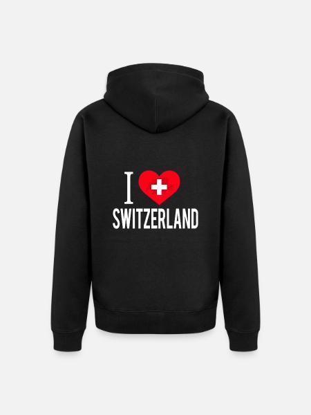 I Love Switzerland / Schweiz - Unisex Premium Organic Zip Hoodie - black