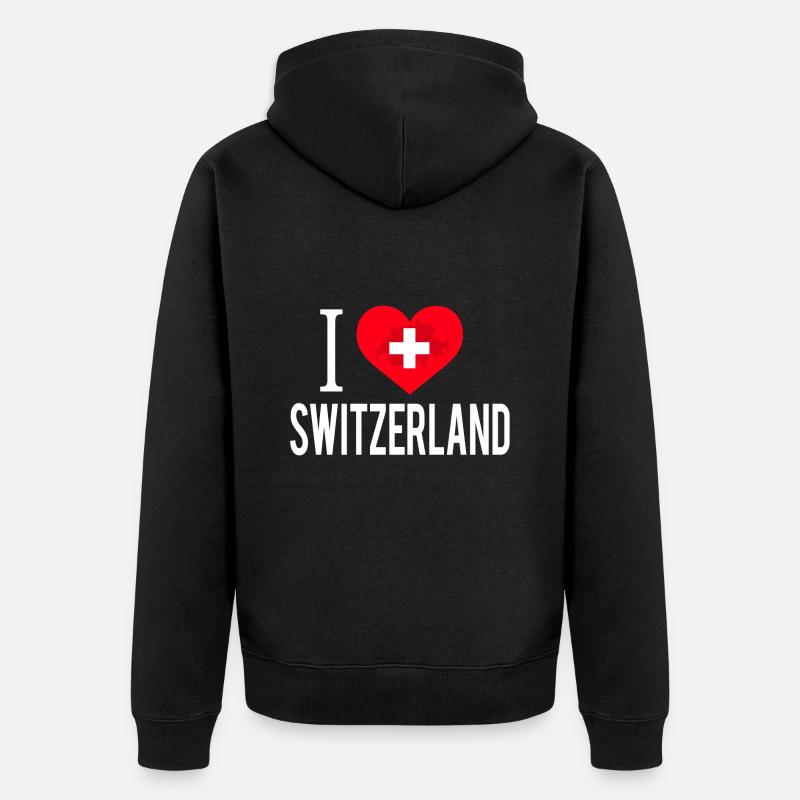 I Love Switzerland / Suisse - Veste à capuche bio Premium Unisexe - noir