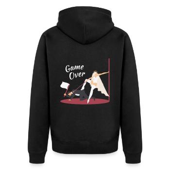 JGA Married - Game Over Bride - Bachelor - Unisex Premium Bio Zip Hoodie - Schwarz - Hinten - Nico (187cm)