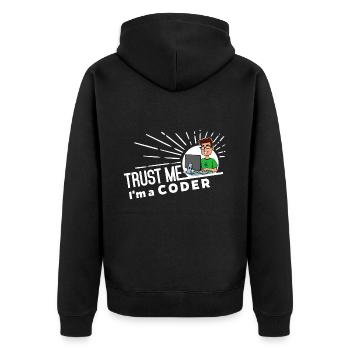 Programmierer - Vertrau mir - Unisex Premium Bio Zip Hoodie - Schwarz - Hinten - Nico (187cm)