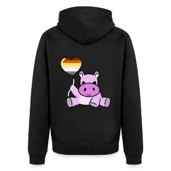 Hippo Ballon Gay Bear Pride - Unisex Premium Bio Zip Hoodie - Schwarz - Hinten - Nico (187cm)
