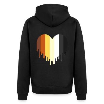 Tropfendes Gay Bear Herz Gay Bear Pride - Unisex Premium Bio Zip Hoodie - Schwarz - Hinten - Nico (187cm)