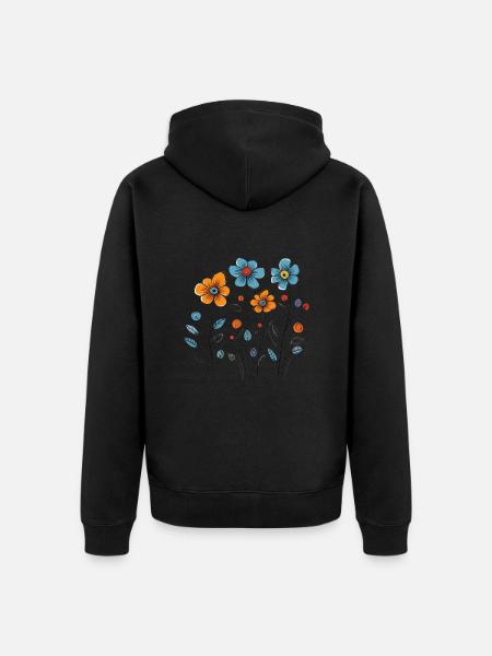 Flower Mix - Unisex Premium Organic Zip Hoodie - black