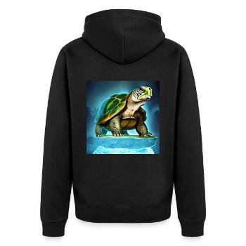 Turtle on a glacier - Unisex Premium Organic Zip Hoodie - black - Back - Nico (187cm)