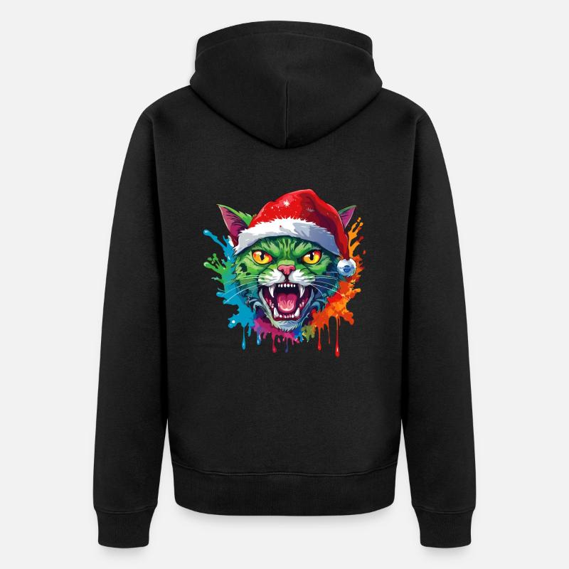13 gouttes de couleur du Père Noël chat zombie - Veste à capuche bio Premium Unisexe - noir