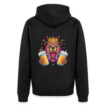 11 Bear King Couronne Deux Chopes de bière de masse Cheers - Veste à capuche bio Premium Unisexe - noir - Dos - Nico (187cm)
