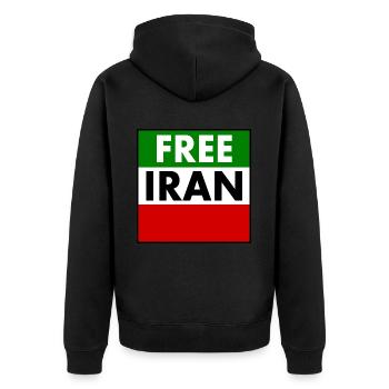 Free iran - Unisex Premium Bio Zip Hoodie - Schwarz - Hinten - Nico (187cm)