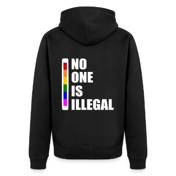 No one is illegal - Unisex Premium Bio Zip Hoodie - Schwarz - Hinten - Nico (187cm)
