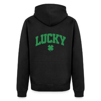Cadeau de la Saint-Patrick Trèfle Hommes, Femmes, Enfants - Veste à capuche bio Premium Unisexe - noir - Dos - Nico (187cm)
