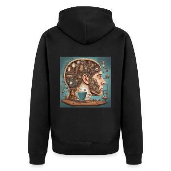 Coffee on the Brain - Unisex Premium Organic Zip Hoodie - black - Back - Nico (187cm)