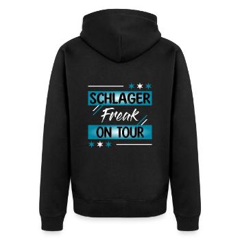 Schlagerfreak on tour - Unisex Premium Bio Zip Hoodie - Schwarz - Hinten - Nico (187cm)