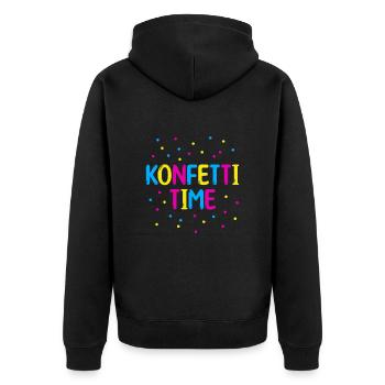 Konfetti time - Unisex Premium Bio Zip Hoodie - Schwarz - Hinten - Nico (187cm)
