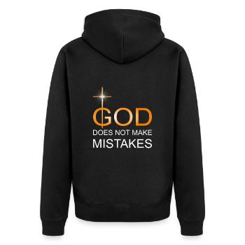God does not make mistakes - Unisex Premium Bio Zip Hoodie - Schwarz - Hinten - Nico (187cm)
