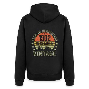 Cadeau Anniversaire Rétro - Nées En Décembre 1982 - Veste à capuche bio Premium Unisexe - noir - Dos - Nico (187cm)