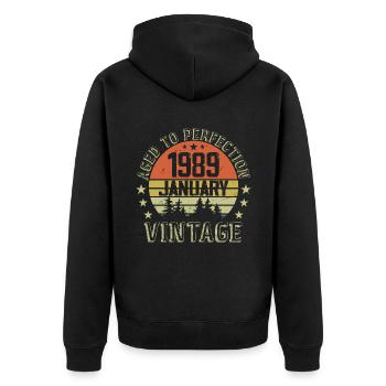 Nées En Janvier Cadeau D'anniversaire Janvier 1989 - Veste à capuche bio Premium Unisexe - noir - Dos - Nico (187cm)