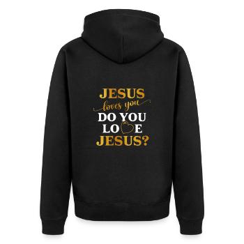 Jesus loves you - Unisex Premium Organic Zip Hoodie - black - Back - Nico (187cm)