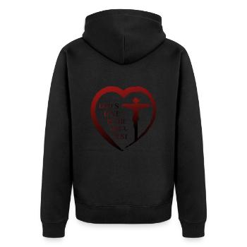 Gods love ist the greatest - Unisex Premium Bio Zip Hoodie - Schwarz - Hinten - Nico (187cm)