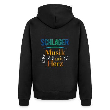 Schlager Musik mit Herz - Unisex Premium Bio Zip Hoodie - Schwarz - Hinten - Nico (187cm)