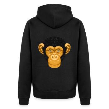Monkey Chimpanzee Monkey - Unisex Premium Organic Zip Hoodie - black - Back - Nico (187cm)