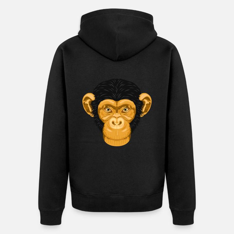 Singes Chimpanzés Singes - Veste à capuche bio Premium Unisexe - noir