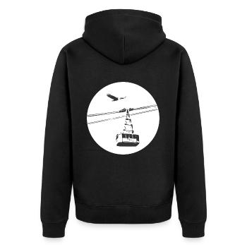 Gondel mit Adler schwarz - Unisex Premium Bio Zip Hoodie - Schwarz - Hinten - Nico (187cm)