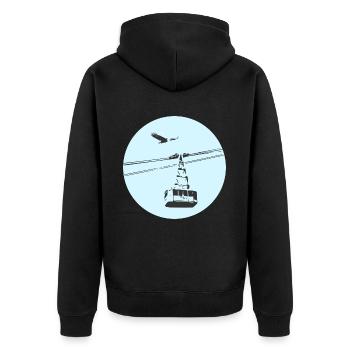 Gondola / cable car with eagle blue - Unisex Premium Organic Zip Hoodie - black - Back - Nico (187cm)