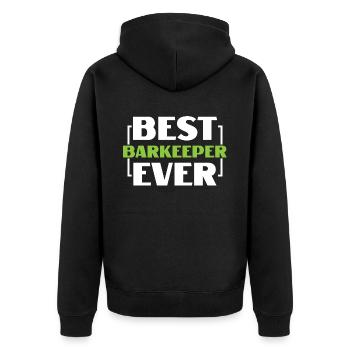 Bester Barkeeper aller Zeiten - Barkeeper Hemd - Unisex Premium Bio Zip Hoodie - Schwarz - Hinten - Nico (187cm)