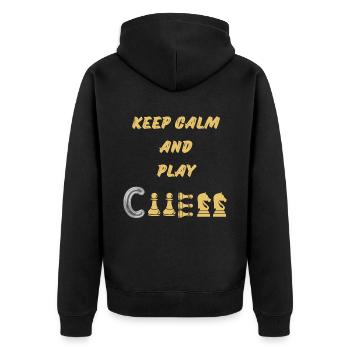 Chess Saying Gift Checkmate Queens Gambit - Unisex Premium Organic Zip Hoodie - black - Back - Nico (187cm)