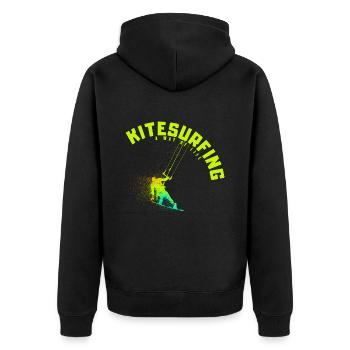 KITESURFING - A way of Life - Unisex Premium Bio Zip Hoodie - Schwarz - Hinten - Nico (187cm)