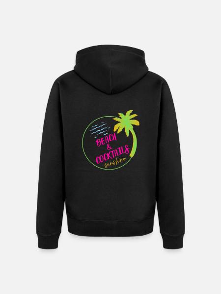 beach and cocktail - Unisex Premium Organic Zip Hoodie - black