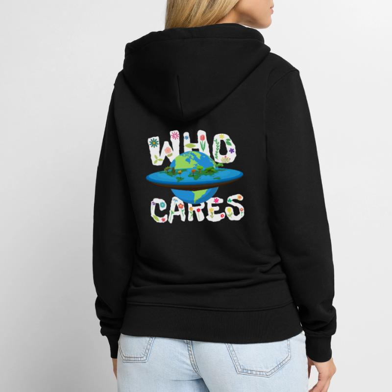 Planet Erde flach oder rund Unisex Premium Bio Zip Hoodie