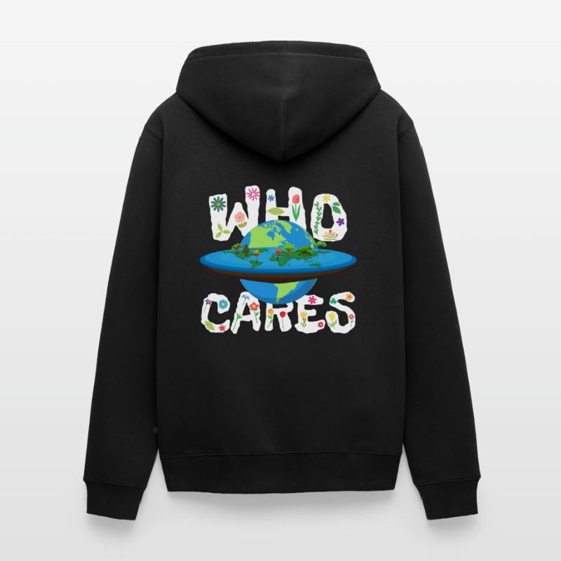 Planet Erde flach oder rund Unisex Premium Bio Zip Hoodie