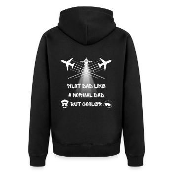 Pilotenvater wie ein normaler Vater, aber cooler - Unisex Premium Bio Zip Hoodie - Schwarz - Hinten - Nico (187cm)