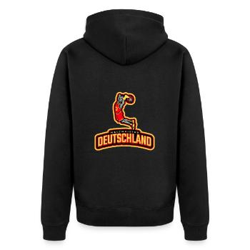Basketball Tshirt World Champion Gift 2023 Dunk - Unisex Premium Organic Zip Hoodie - black - Back - Nico (187cm)