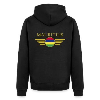 I Love Mauritius, T-Shirt Design Style Élégance - Veste à capuche bio Premium Unisexe - noir - Dos - Nico (187cm)