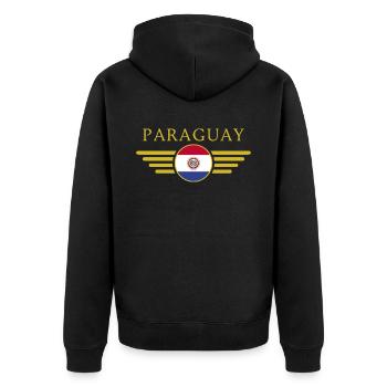 Ich liebe Paraguay, Eleganz Stil Design T-Shirt - Unisex Premium Bio Zip Hoodie - Schwarz - Hinten - Nico (187cm)