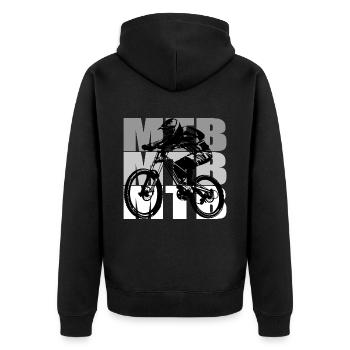 MTB Bike - Unisex Premium Bio Zip Hoodie - Schwarz - Hinten - Nico (187cm)