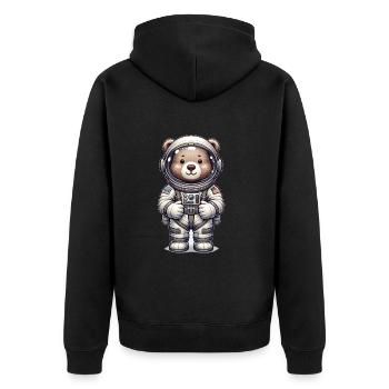 Cute Bear Astronaut - Unisex Premium Bio Zip Hoodie - Schwarz - Hinten - Nico (187cm)