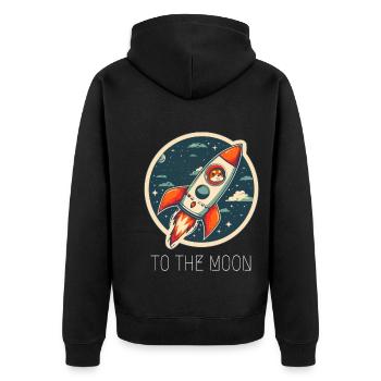 To The Moon Shiba Inu Rocket Crypto Currency - Unisex Premium Organic Zip Hoodie - black - Back - Nico (187cm)