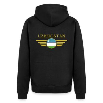 J’aime l’Ouzbékistan, T-shirt design de style élégance - Veste à capuche bio Premium Unisexe - noir - Dos - Nico (187cm)