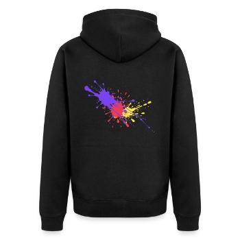 Bunte Farbflecken Geschenk stylish - Unisex Premium Bio Zip Hoodie - Schwarz - Hinten - Nico (187cm)
