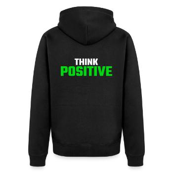 Think positive - Unisex Premium Organic Zip Hoodie - black - Back - Nico (187cm)