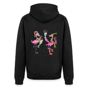 Flamingo-Weihnachten. Weihnachtsgeschenk - Unisex Premium Bio Zip Hoodie - Schwarz - Hinten - Nico (187cm)