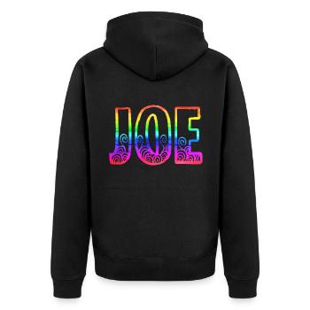 joe rs rainbow - Unisex Premium Organic Zip Hoodie - black - Back - Nico (187cm)