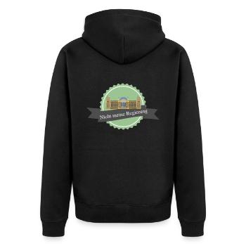 Nicht meine Regierung - Unisex Premium Bio Zip Hoodie - Schwarz - Hinten - Nico (187cm)