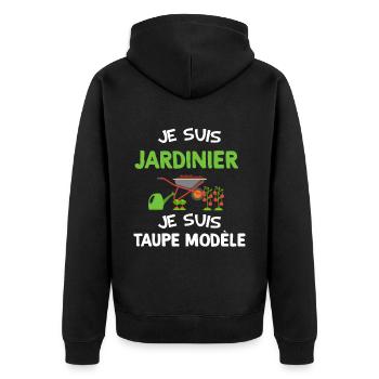 Je suis jardinier je suis taupe modèle Jardin - Veste à capuche bio Premium Unisexe - noir - Dos - Nico (187cm)
