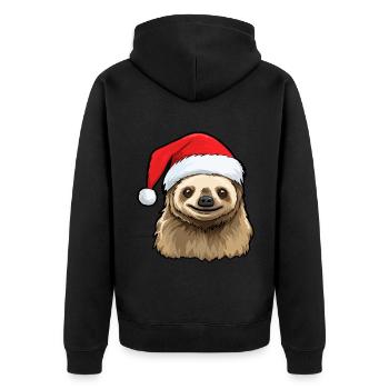 Faultier Weihnachten Winter Faultiere Tiere - Unisex Premium Bio Zip Hoodie - Schwarz - Hinten - Nico (187cm)